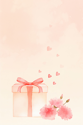 JPG 꽃 리본 분홍색 백그라운드 일러스트 수채화 선물 사랑 선물상자 상자 하트 어버이날 스승의날 카네이션 가정의달 국내일러스트 모양 식물 기념일 감정 컬러 5월 파일형식 이벤트 날짜
