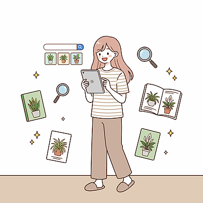 식물 여자 꽃 인터넷 일러스트 휴식 태블릿 정보 즐거움 검색 원예 공기정화 공기정화식물 국내일러스트 AI파일 감정 컨셉 사람 취미 전자제품 스마트기기 정화 파일형식 벡터