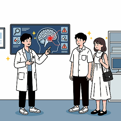 여자 교육 남자 음식 과학 일러스트 의학 건강 병원 대화 설명 치료 진료 환자 의사 정보 가공식품 뇌 상담 국내일러스트 AI파일 모션 말하기 사람 의료진 파일형식 벡터 직업