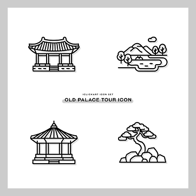 나무 전통 건축 문화 예술 선 여행 일러스트 산 물 세트 궁전 국내일러스트 AI파일 자연요소 식물 고건축 파일형식 벡터 건축물