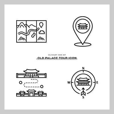 문화 여행 지도 일러스트 관광지 궁전 탐험 역사 계획 나침반 위치 방문 국내일러스트 AI파일 컨셉 고건축 파일형식 벡터 건축물 건축