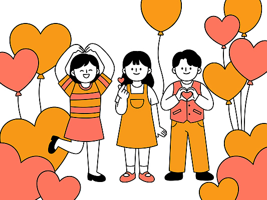옷 여자 남자 행복 감정 일러스트 함께함 사랑 웃음 친구 기쁨 즐거움 풍선 국내일러스트 AI파일 컨셉 관계 표정 사람 파일형식 벡터