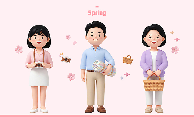 PSD 편집이미지 꽃 행복 가족 자연 사람 야외 친구 소풍 바구니 카메라 봄 담요 준비 편집3D 식물 계절 감정 관계 전자제품 야외활동 3D 생태계 파일형식 디지털합성