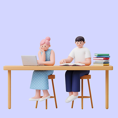 PSD 편집이미지 학생 대학생 두명 책 노트북 학습 책상 편집3D 교육 가구 사람 전자제품 3D 파일형식 생활용품 디지털합성 오브젝트