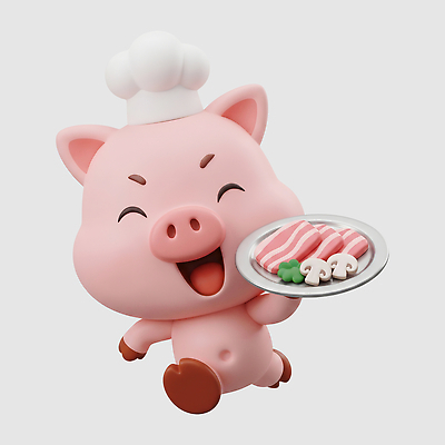 PSD 편집이미지 캐릭터 접시 음식 웃음 달리기 귀여움 요리사 식사 아기돼지 편집3D 직업 식기 새끼 컨셉 모션 표정 3D 돼지 파일형식 동물 포유류 디지털합성