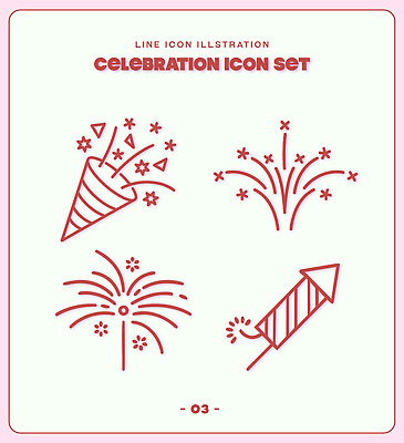 기념일 별 선 일러스트 불꽃 폭죽 이벤트 장식 세트 파티 축제 축하 국내일러스트 AI파일 자연요소 컨셉 불 파일형식 벡터