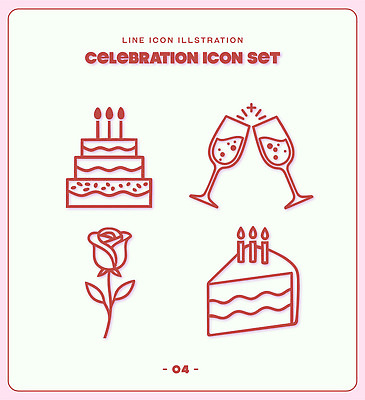 디자인 기념일 와인잔 일러스트 선물 이벤트 세트 장미 파티 케이크 축제 기쁨 축하 조각케이크 국내일러스트 AI파일 꽃 감정 컨셉 술잔 디저트 파일형식 벡터 식물 음식 잔 식기