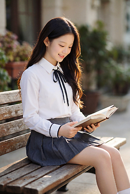 JPG 편집이미지 여학생 여자 화분 벤치 청소년 책 학습 치마 맑음 읽기 블라우스 오후 편집실사 AI인물포토 AI콘텐츠 학생 교육 상의 의자 모션 하의 날씨 사람 CG 파일형식 AI포토 옷 가구 생활용품 오브젝트