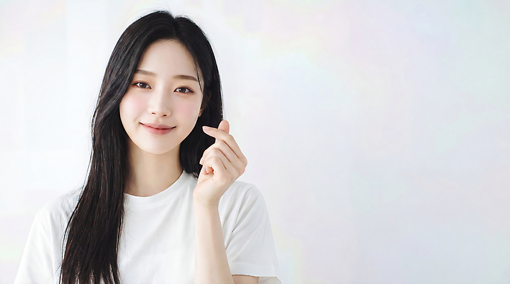 JPG 편집이미지 손 여자 감정 얼굴 포즈 미소 사람 앞모습 청춘 하트 밝은색 뷰티풀 의료성형뷰티 편집실사 AI인물포토 AI콘텐츠 모양 뷰포인트 컨셉 표정 신체부위 CG 파일형식 AI포토