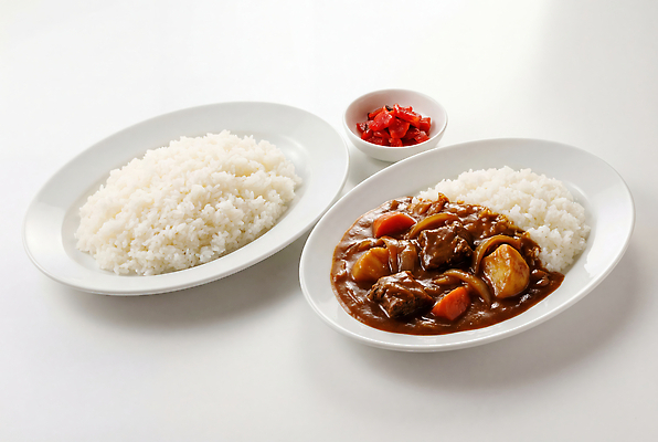 JPG 편집이미지 접시 음식 채소 재료 밥 반찬 육류 요리 식사 쌀 맛 카레 하이라이스 편집실사 AI포토 AI콘텐츠 식기 컨셉 식재료 곡류 CG 파일형식