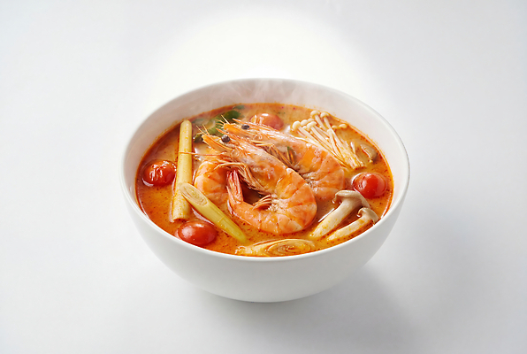JPG 편집이미지 그릇 음식 토마토 채소 재료 새우 요리 버섯 수증기 해산물 레시피 국물 똠얌꿍 편집실사 AI포토 AI콘텐츠 식기 갑각류 CG 태국음식 파일형식 동물 동양음식