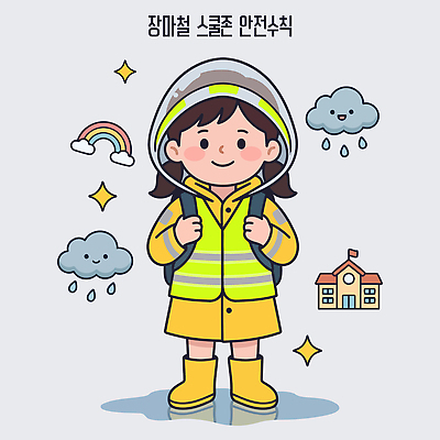 교육 어린이 무지개 일러스트 학교 날씨 웃음 안전 소녀 야외 노란색 보호 등교 하교 우비 장마 비구름 스쿨존 국내일러스트 AI파일 자연요소 옷 여자 컬러 컨셉 표정 사람 비 먹구름 등하교 파일형식 벡터 구름_자연
