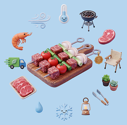 PSD 편집이미지 토마토 채소 양파 새우 도마 육류 요리 캠핑 도구 그릴 바비큐 해산물 준비 꼬치구이 편집3D 음식 식재료 주방용품 레저 갑각류 3D 꼬치 구이 파일형식 동물 생활용품 디지털합성 오브젝트