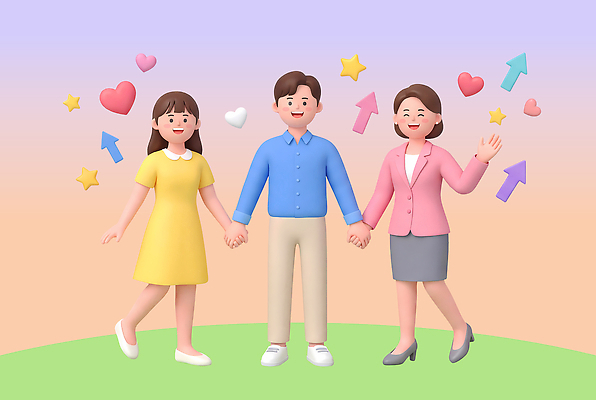 PSD 편집이미지 여자 남자 감정 포즈 표정 사랑 웃음 청년 친구 손잡기 기쁨 청년정책 편집3D 관계 모션 사람 성인 3D 복지 파일형식 사회이슈 디지털합성 컨셉