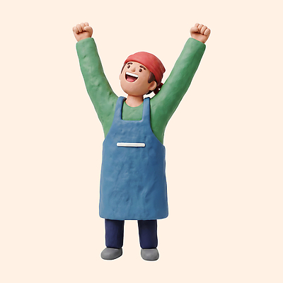 PSD 편집이미지 손 남자 사람 요리사 앞치마 기쁨 축하 소상공인 소상공인의날 편집3D 직업 감정 컨셉 신체부위 경제 3D 상인 파일형식 디지털합성
