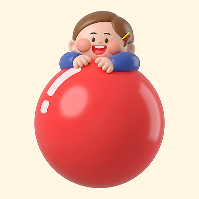 PSD 편집이미지 행복 어린이 공 놀이 웃음 장난감 귀여움 기쁨 동심 편집3D 감정 컨셉 표정 사람 3D 파일형식 디지털합성