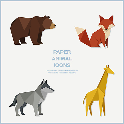 모양 동물 디자인 종이 일러스트 곰 기린 종이접기 여우 늑대 창작 국내일러스트 AI파일 포유류 접기 파일형식 벡터 모션
