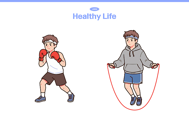 라이프스타일 남자 스포츠 신체 일러스트 건강 취미 친구 운동 헬스 권투 에너지 머리띠 체험 체육 연습 즐거움 줄넘기 국내일러스트 AI파일 감정 컨셉 장신구 관계 사람 생활 격투기 파일형식 벡터