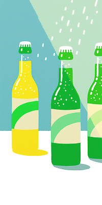 JPG 디자인 음료 일러스트 수채화 맥주 초록색 여름 시원함 그림 소다 스파클링 음료수병 청량 국내일러스트 AI일러스트 AI콘텐츠 계절 컬러 주류 병 파일형식 식기