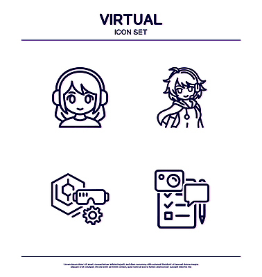 디자인 일러스트 컴퓨터 세트 게임 방송 온라인 구성 기능 소프트웨어 인터페이스 가상 사용자 가상인물 국내일러스트 AI파일 상상 놀이 전자제품 파일형식 벡터