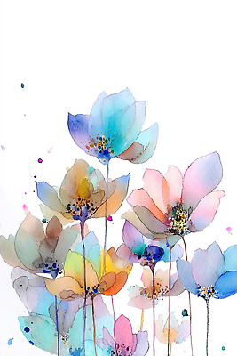 JPG 디자인 꽃잎 꽃 예술 일러스트 수채화 그림 이미지 화사함 국내일러스트 AI일러스트 AI콘텐츠 식물 컨셉 파일형식