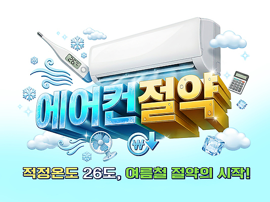 PSD 편집이미지 캠페인 여름 에너지 절약 전기에너지 시원함 에어컨 온도 냉방 방법 효율 이미지편집 계절 컨셉 가전제품 파일형식