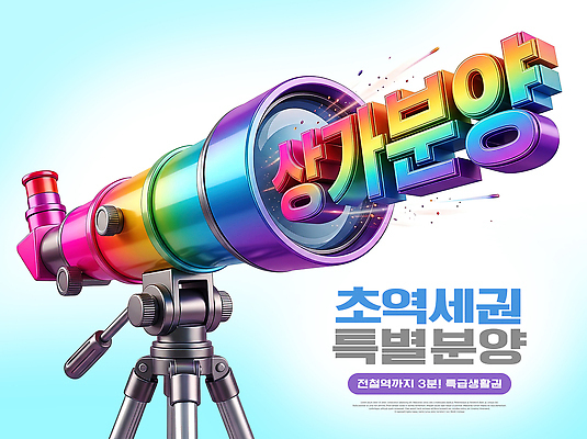 PSD 편집이미지 디자인 부동산 망원경 정보 관찰 알림 관심 분양 이미지편집 모션 재산 파일형식 금융 경제