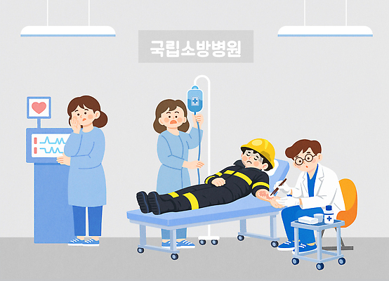 여자 남자 일러스트 의학 의료기기 건강 병원 치료 환자 간호사 의료진 의사 소방관 구조대 위급 응급실 응급치료 화상 국내일러스트 AI파일 직업 사람 구출 상처 구조원 소방 파일형식 벡터