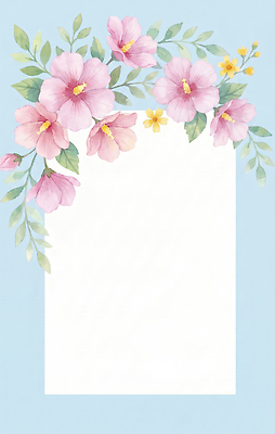 JPG 식물 디자인 꽃 예술 백그라운드 잎 일러스트 수채화 프레임 파란색 무궁화 국내일러스트 AI일러스트 AI콘텐츠 컬러 파일형식
