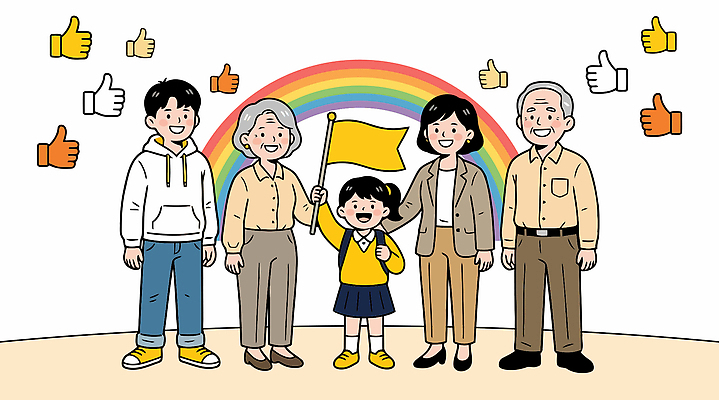 할아버지 행복 할머니 어린이 무지개 일러스트 가족 표정 사랑 웃음 성인 기쁨 모임 깃발 따봉 소통 긍정적 어린이보호구역 단체사진 국내일러스트 AI파일 자연요소 여자 노년 남자 감정 컨셉 관계 사람 최고 기념사진 보호구역 파일형식 벡터 구역