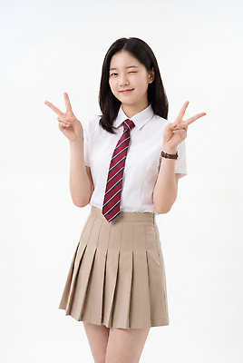 JPG 편집이미지 학생 여학생 교복 포즈 학교 청소년 웃음 즐거움 의료성형뷰티 편집실사 AI인물포토 AI콘텐츠 옷 여자 교육 감정 표정 사람 CG 파일형식 AI포토