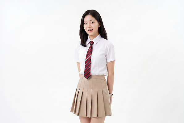 JPG 편집이미지 학생 여학생 여자 교육 교복 셔츠 학교 청소년 넥타이 미소 웃음 머리 미니스커트 의료성형뷰티 편집실사 AI인물포토 AI콘텐츠 잡화 옷 상의 표정 사람 신체부위 치마 CG 파일형식 AI포토 하의