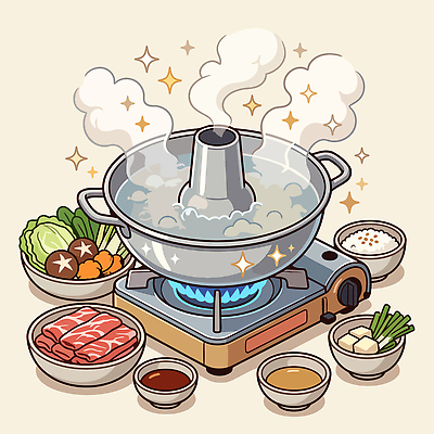 한식 음식 채소 일러스트 재료 밥 불 육류 요리 식사 뜨거움 양념 맛 냄비 수증기 국물 샤브샤브 부탄가스 국내일러스트 AI파일 자연요소 컨셉 식재료 솥 파일형식 벡터 주방용품 생활용품 오브젝트