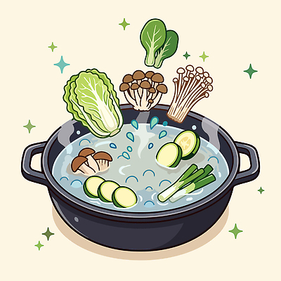 음식 채소 일러스트 재료 건강 요리 식사 버섯 뜨거움 맛 냄비 배추 청경채 레시피 국물 애호박 샤브샤브 끓이기 국내일러스트 AI파일 컨셉 모션 호박 솥 파일형식 벡터 주방용품 생활용품 오브젝트