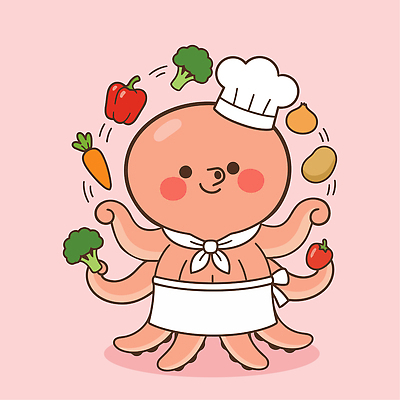 캐릭터 음식 토마토 채소 일러스트 감자 요리사모자 요리 요리사 앞치마 당근 브로콜리 즐거움 저글링 주꾸미 쭈꾸미캐릭터 국내일러스트 AI파일 직업 모자 감정 연체동물 뿌리채소 수중동물 파일형식 벡터 동물 잡화 무척추동물