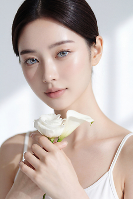 JPG 편집이미지 손 시선 여자 꽃잎 얼굴 조명 빛 카메라 피부 뷰티풀 의료성형뷰티 편집실사 AI인물포토 AI콘텐츠 꽃 사람 신체부위 전자제품 CG 파일형식 AI포토 식물