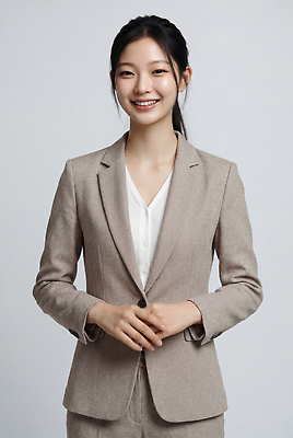 JPG 편집이미지 여자 비즈니스 웃음 정장 앞모습 작업 직원 전문 의료성형뷰티 편집실사 AI인물포토 AI콘텐츠 옷 뷰포인트 표정 사람 CG 파일형식 AI포토