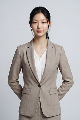 JPG 편집이미지 옷 여자 비즈니스 스튜디오 정장 앞모습 촬영 의료성형뷰티 편집실사 AI인물포토 AI콘텐츠 뷰포인트 사람 CG 파일형식 AI포토