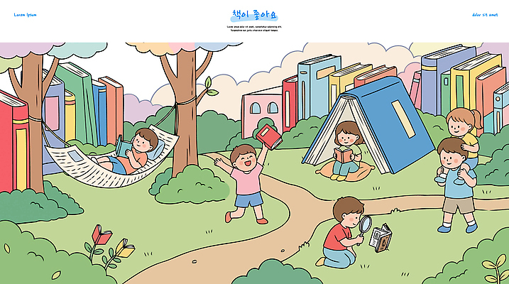 나무 공원 교육 어린이 일러스트 자연 놀이 책 여름 친구 독서 소풍 즐거움 국내일러스트 AI파일 식물 계절 공공시설 감정 관계 사람 야외활동 생태계 파일형식 벡터 시설