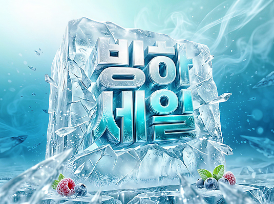 PSD 편집이미지 조각 과일 이벤트 여름 파란색 세일 얼음 차가움 시원함 빙하 블루베리 산딸기 이미지편집 자연요소 계절 컬러 파일형식