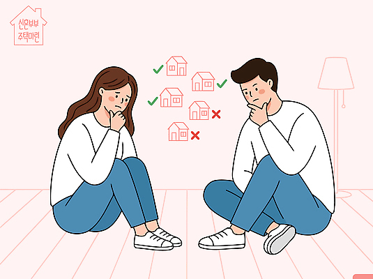 생각 일러스트 신혼부부 부동산 주택 실내 대화 청년 선택 고민 그림 주택난 국내일러스트 AI파일 부부 감정 컨셉 말하기 성인 내부 건물 재산 신혼 파일형식 벡터 건축물 커플 모션 사람 금융 건축 관계 경제
