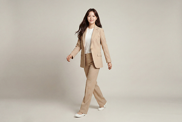 JPG 편집이미지 여자 패션 사람 정장 일상 걷기 비즈니스우먼 자신감 편안함 의료성형뷰티 스타일 편집실사 AI인물포토 AI콘텐츠 옷 감정 비즈니스 모션 라이프 직장인 감각 CG 파일형식 AI포토 직업 생활