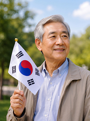JPG 나무 편집이미지 공원 노년 문화 한국 웃음 사람 국기 태극기 광복절 의료성형뷰티 편집실사 AI인물포토 AI콘텐츠 식물 공공시설 아시아 표정 성인 공휴일 국경일 CG 파일형식 AI포토 기념일 나라 시설 이벤트