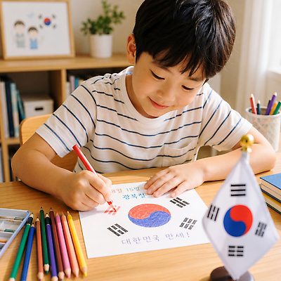 JPG 편집이미지 기념일 문화 어린이 색연필 한국 미술 방 축하 그리기 국기 태극기 책상 광복절 의료성형뷰티 편집실사 AI인물포토 AI콘텐츠 아시아 가구 컨셉 모션 문화예술 학용품 사람 이벤트 공휴일 국경일 CG 파일형식 AI포토 나라 생활용품 문구용품 오브젝트
