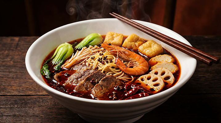 JPG 편집이미지 그릇 음식 채소 재료 새우 육류 요리 식사 면류 맛 두부 국물 마라탕 편집실사 AI포토 AI콘텐츠 식기 컨셉 식재료 갑각류 중식 CG 파일형식 동물