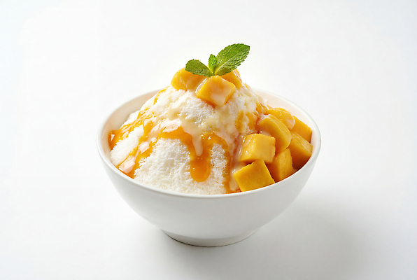 JPG 편집이미지 음식 아이스크림 디저트 여름 얼음 달콤 맛 차가움 민트 시럽 빙수 망고 망고빙수 편집실사 AI포토 AI콘텐츠 자연요소 계절 컨셉 허브 CG 열대과일 파일형식 식물 과일