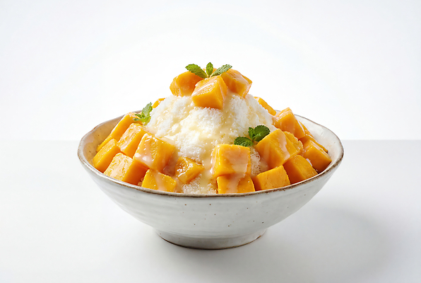 JPG 편집이미지 음식 과일 디저트 한국 요리 여름 맛 차가움 시원함 민트 빙수 망고 망고빙수 Dessert 편집실사 AI포토 AI콘텐츠 계절 아시아 컨셉 허브 CG 열대과일 파일형식 식물 나라