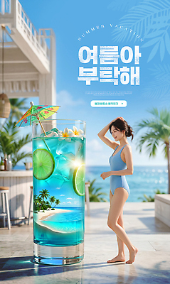 PSD 편집이미지 여자 수영복 음료 바다 여행 날씨 휴가 휴식 해변 여름 칵테일 즐거움 의료성형뷰티 이미지편집 옷 계절 감정 컨셉 주류 사람 파일형식