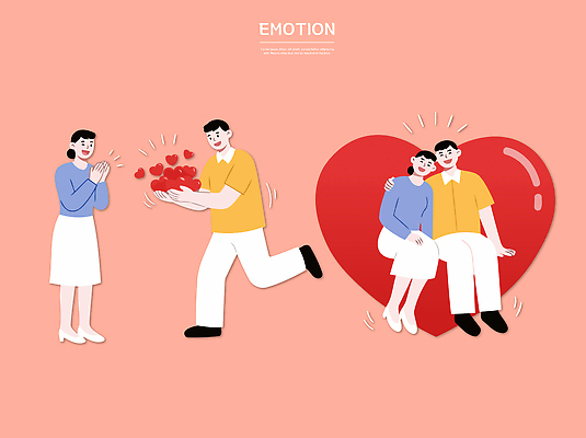 무료이미지 커플 여자 남자 행복 분홍색 일러스트 관계 사랑 웃음 앉기 이벤트 만남 하트 주기 감사 소통 국내일러스트 AI파일 모양 감정 컬러 컨셉 모션 표정 사람 파일형식 벡터 무료콘텐츠