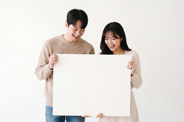JPG 편집이미지 커플 여자 남자 행복 함께함 사랑 웃음 두명 판넬 즐거움 소통 의료성형뷰티 카피스페이스 편집실사 AI인물포토 AI콘텐츠 감정 컨셉 관계 표정 사람 공백 CG 파일형식 AI포토